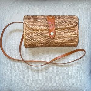 Brown Woven Crossbody Purse